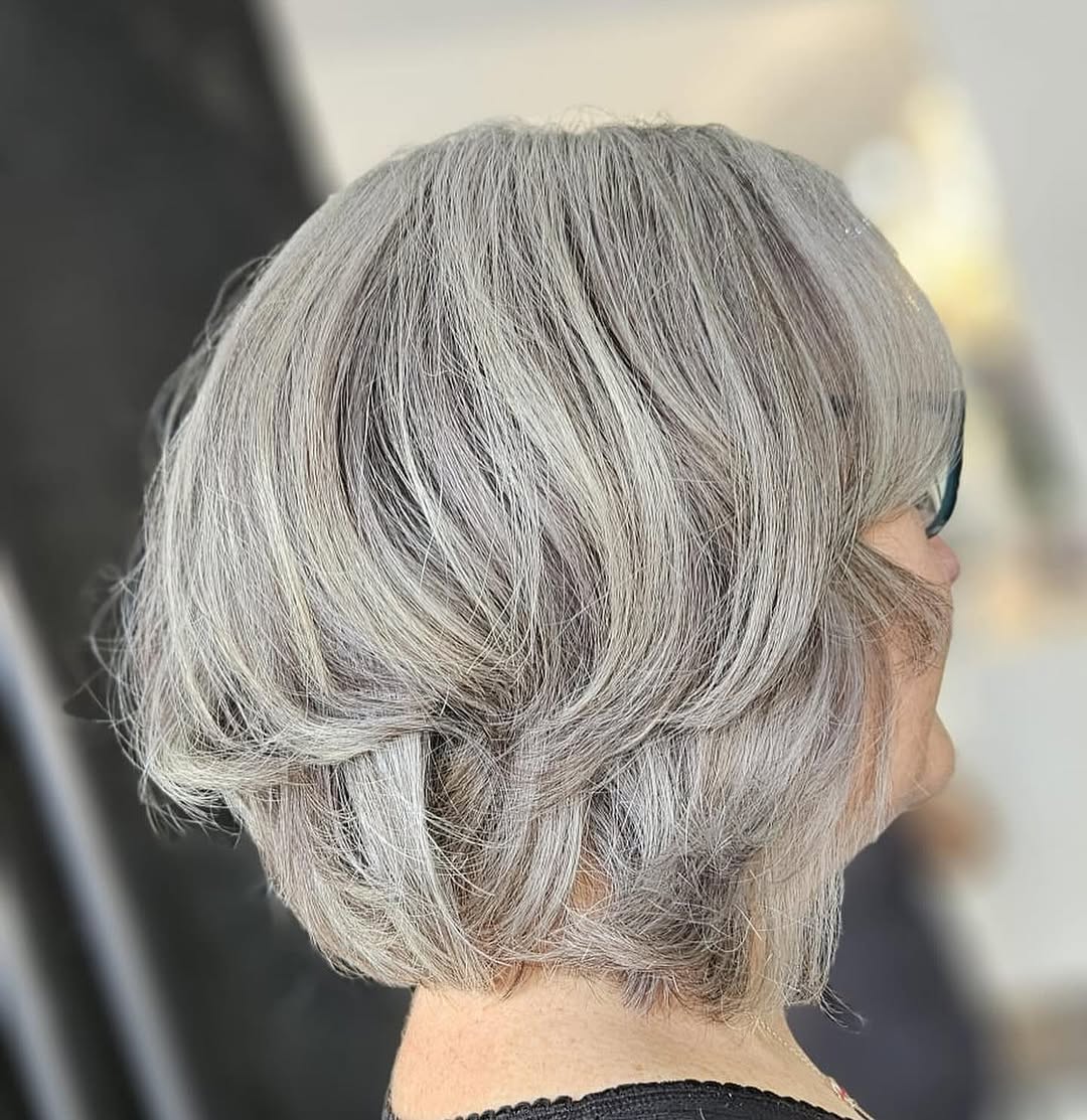 Grey graduated bob hairstyle Cardiff Hair Salons Michelle Marshall