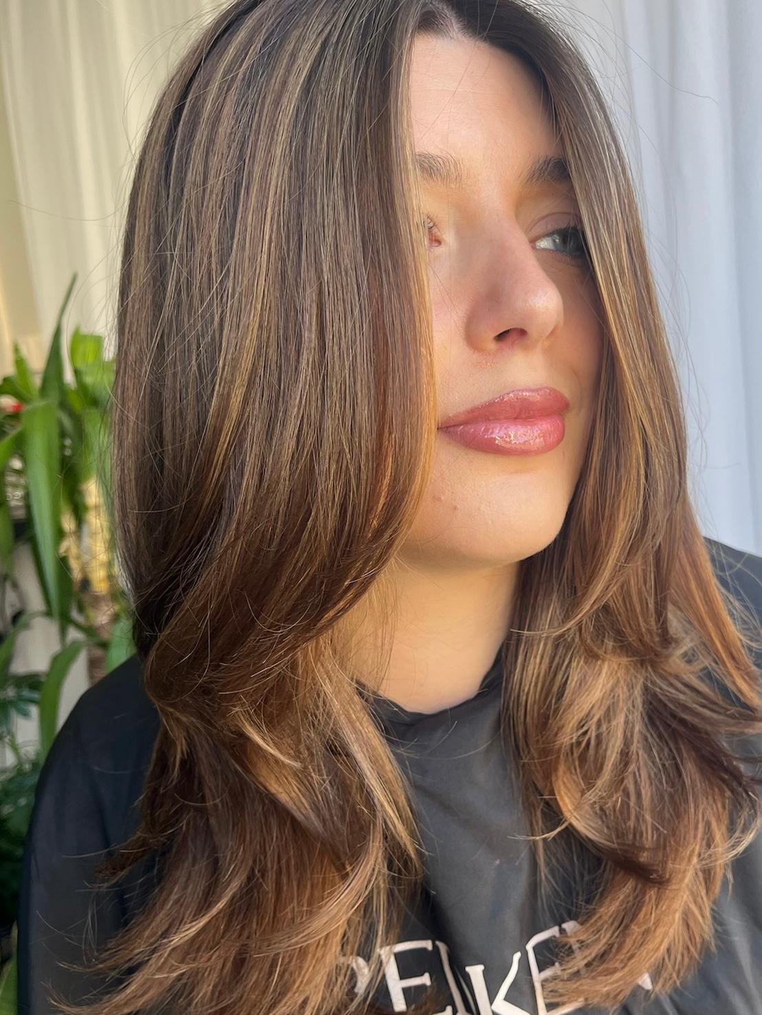 Brunette Balayage Rhiwbina Salon Brunette balayage and waves Rhiwbina Cardiff Hair Salon Michelle Marshall